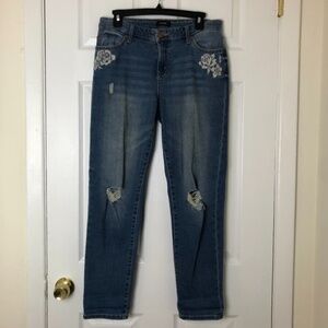 R Jeans Floral Detailed Straight Leg Denim Jeans Women Size 29